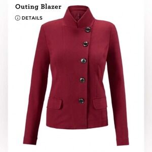 Cabi Outing Blazer 3175 Ruby Red Beet Asymmetrical Button Ponte Jacket Womens 10
